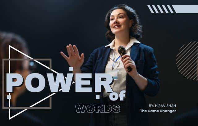 Confident leader using transformational vocabulary in business communication