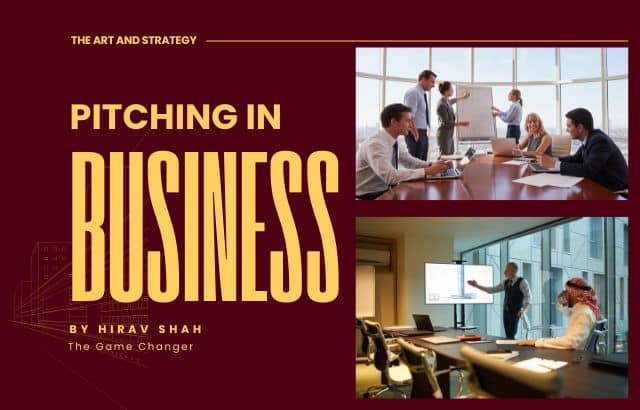 Business pitch presentation to investors in corporate meeting
